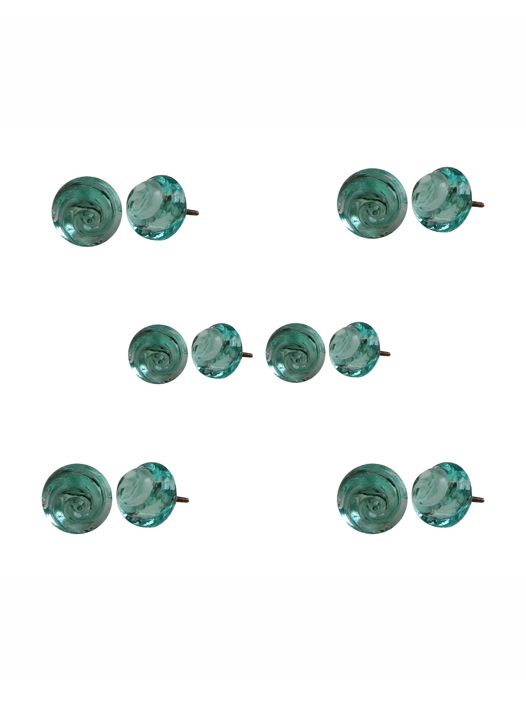

Indianshelf 6Pcs Blue Textured Glass Rose Knobs