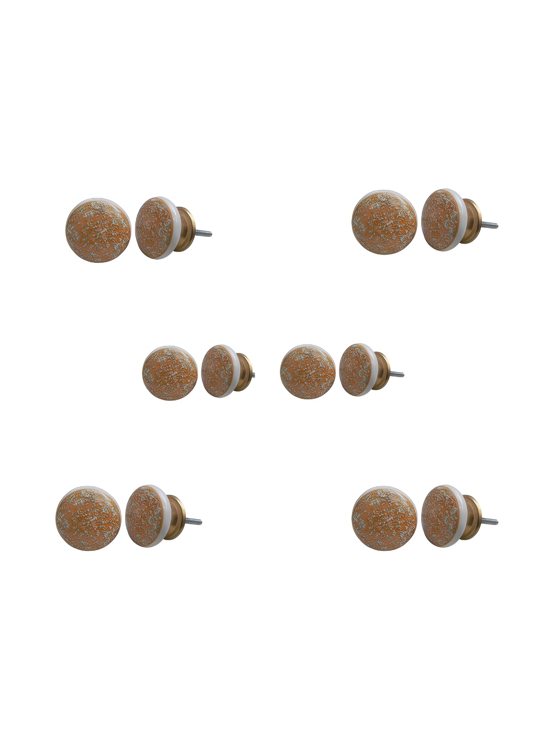 

Indianshelf 6Pcs Orange-Colored Textured Ceramic Knobs