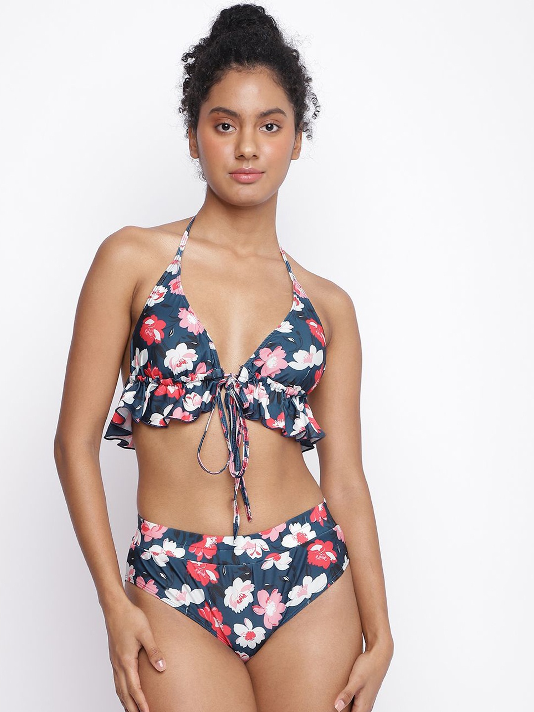 

La Intimo Printed Swim Bikini Set, Navy blue