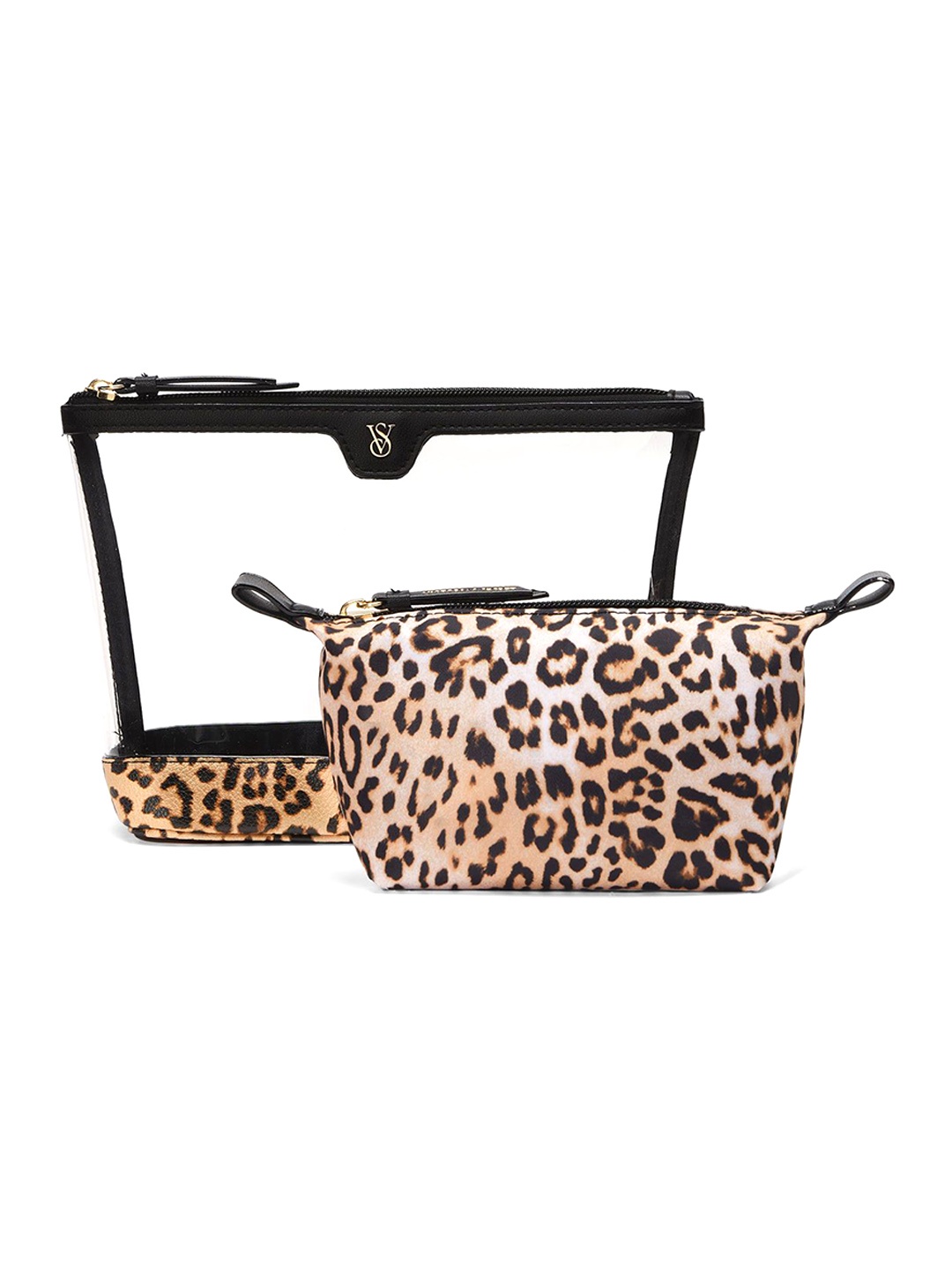

Victoria's Secret Set of 2 Striped Pouch Travel Accessory, Beige