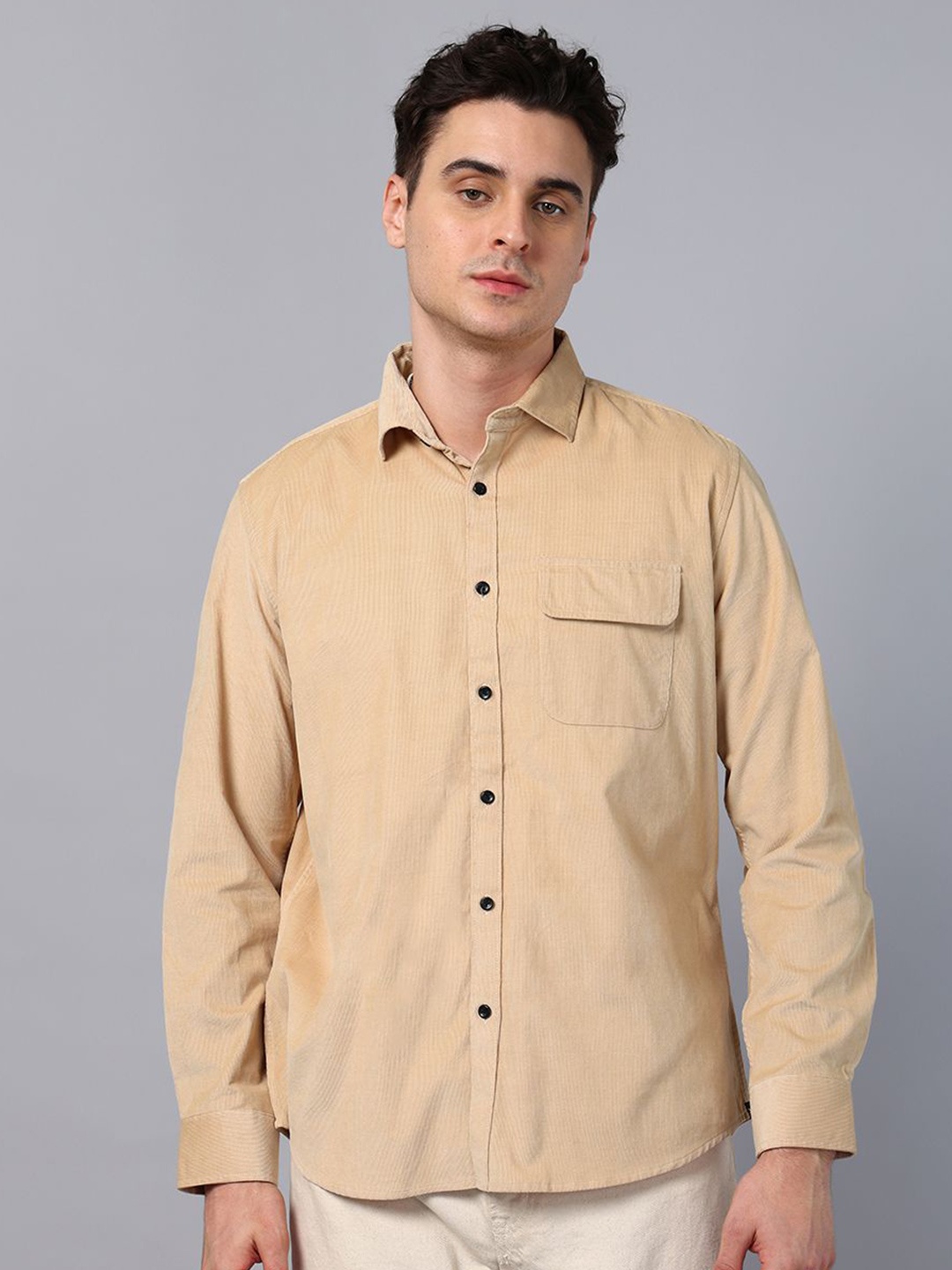 

Slowave Men Relaxed Opaque Casual Shirt, Beige