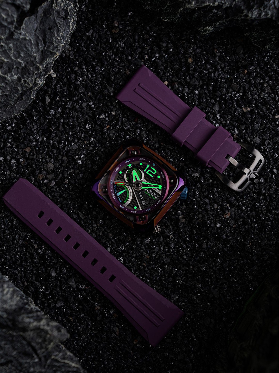 

NUBEO Men Brass Dial & Straps Analogue Watch NB-6096-06, Purple