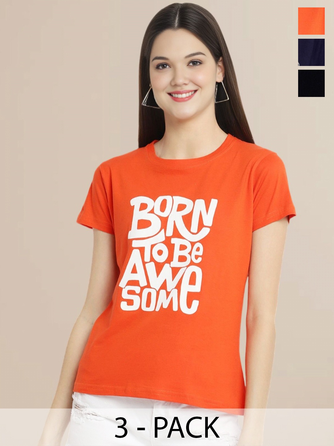 

Metronaut Pack of 3 Typography Printed T-shirt, Multi