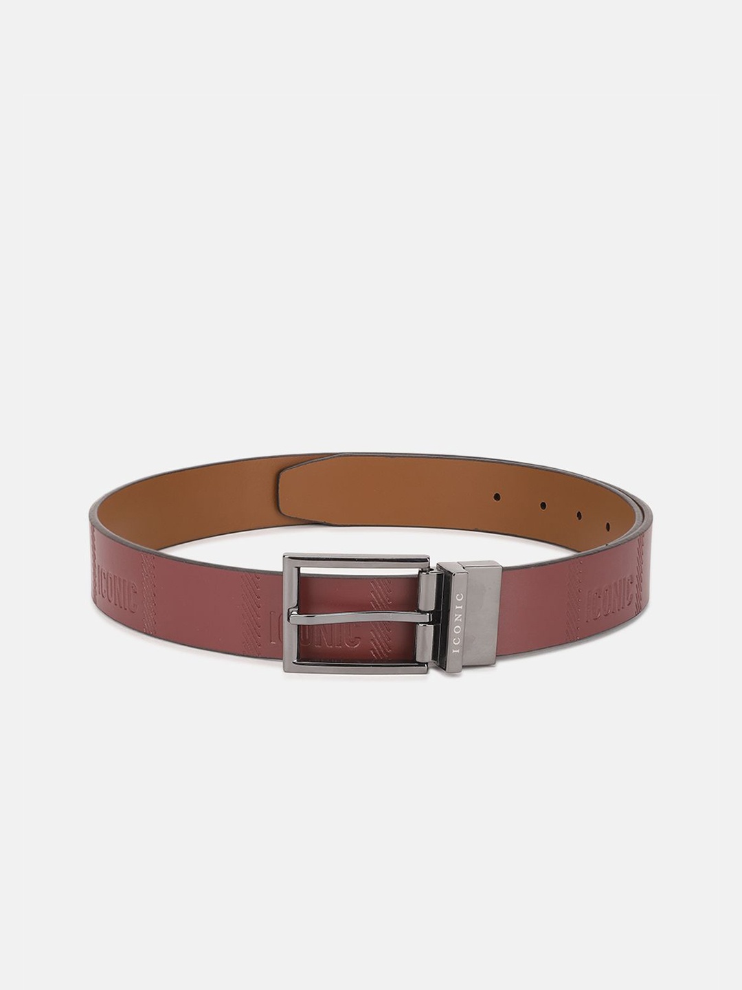 

Iconic Men Textured Leather Belt, Red
