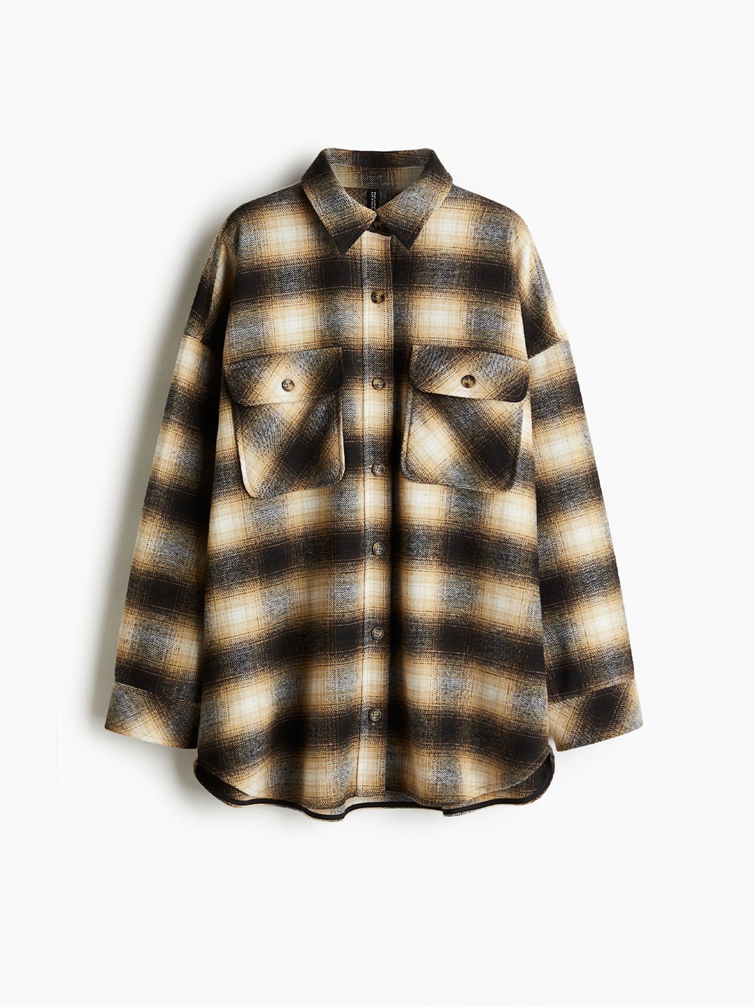 

H&M Oversized Twill Shirt, Brown