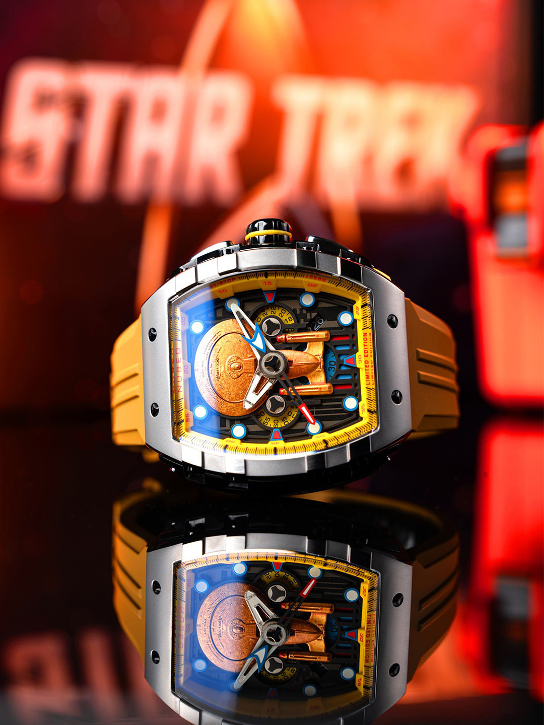 

NUBEO Men Analogue Star Trek Enterprise-D Chronograph Watch NB-6097-02, Yellow