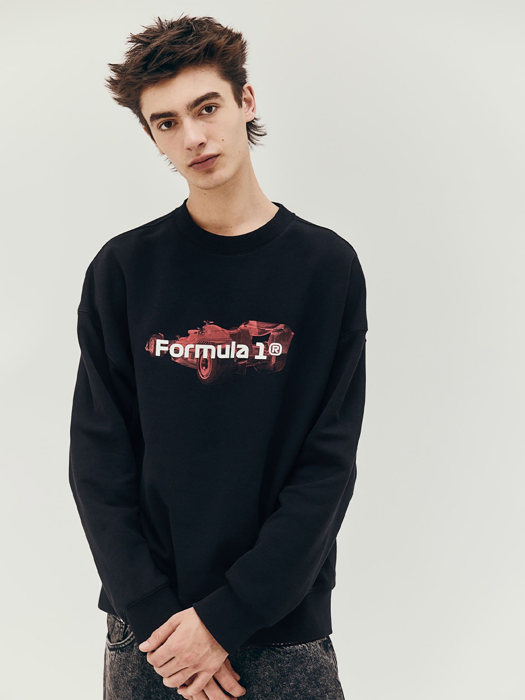 

H&M Oversized Fit Printed Sweatshirt, Black