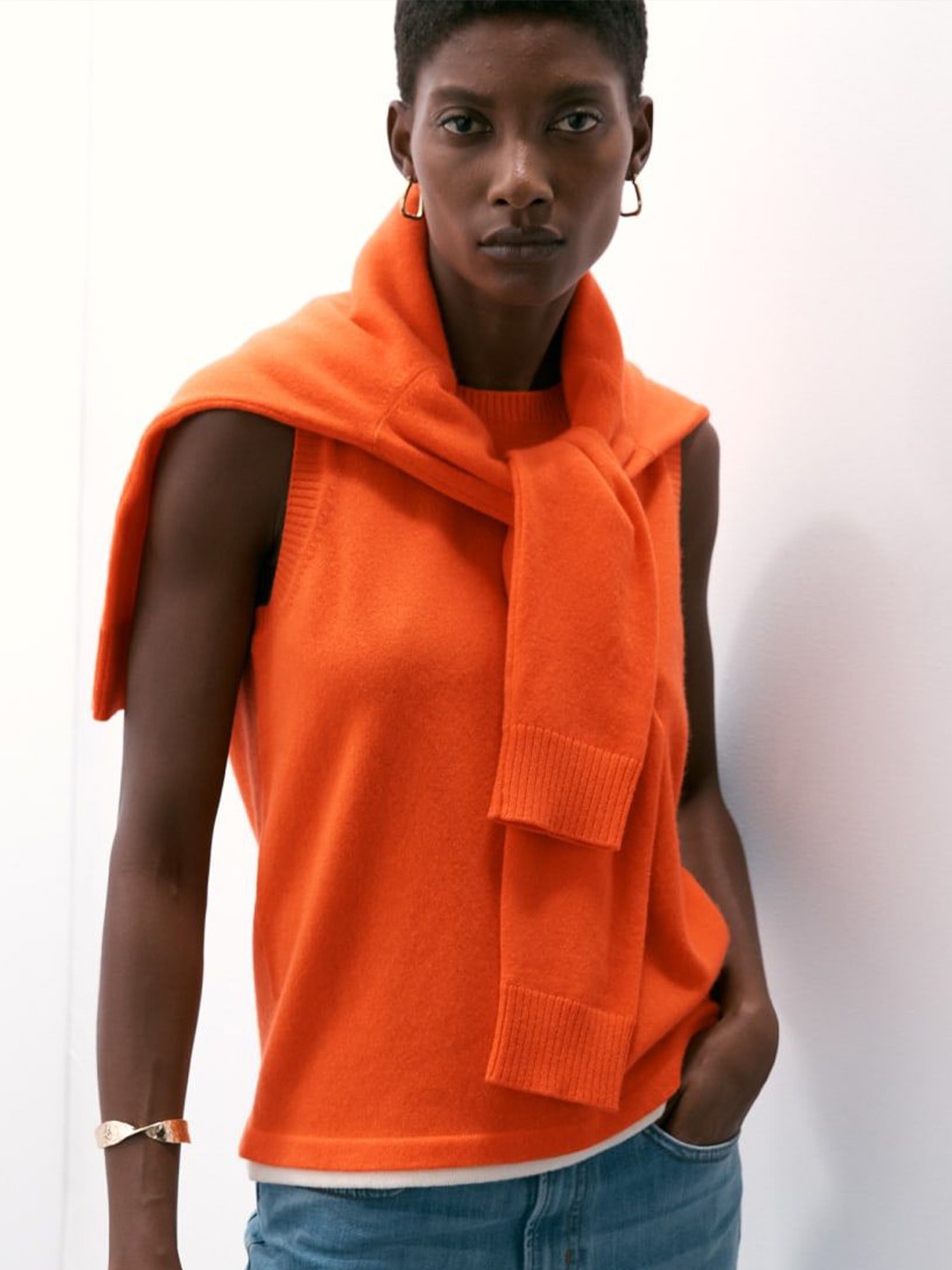 

Marks & Spencer Women Cashmere Sleeveless Fashion, Orange