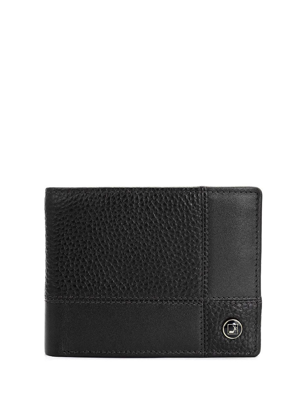 

Da Milano Men Textured Leather Two Fold Wallet, Black