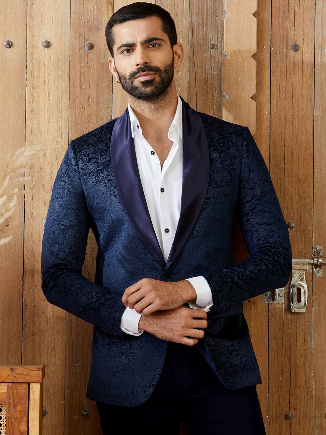 

MR BUTTON Tailored-Fit Single Breasted Blazer, Navy blue