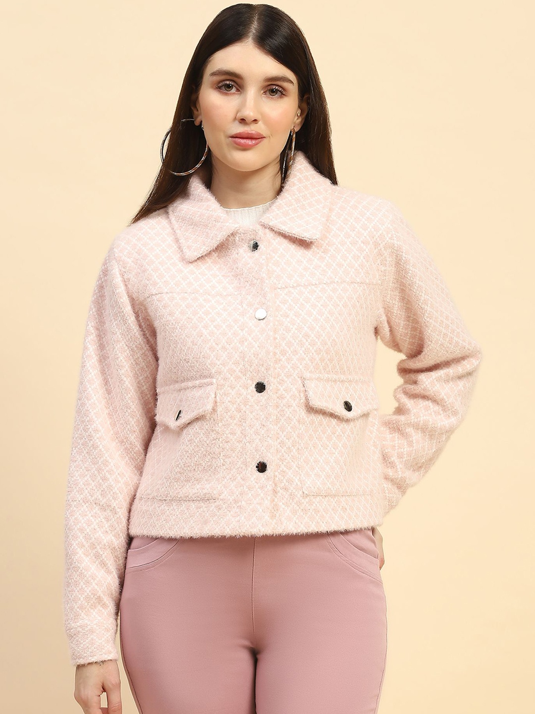 

Global Republic Women Checked Lightweight Outdoor Tailored Jacket, Pink