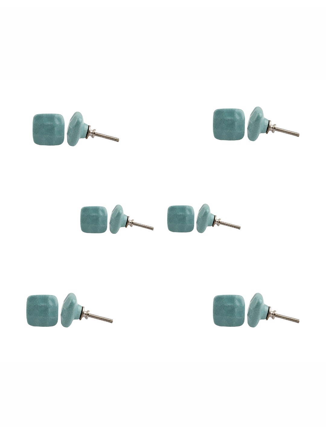 

Indianshelf 6Pcs Green Textured Ceramic Knobs