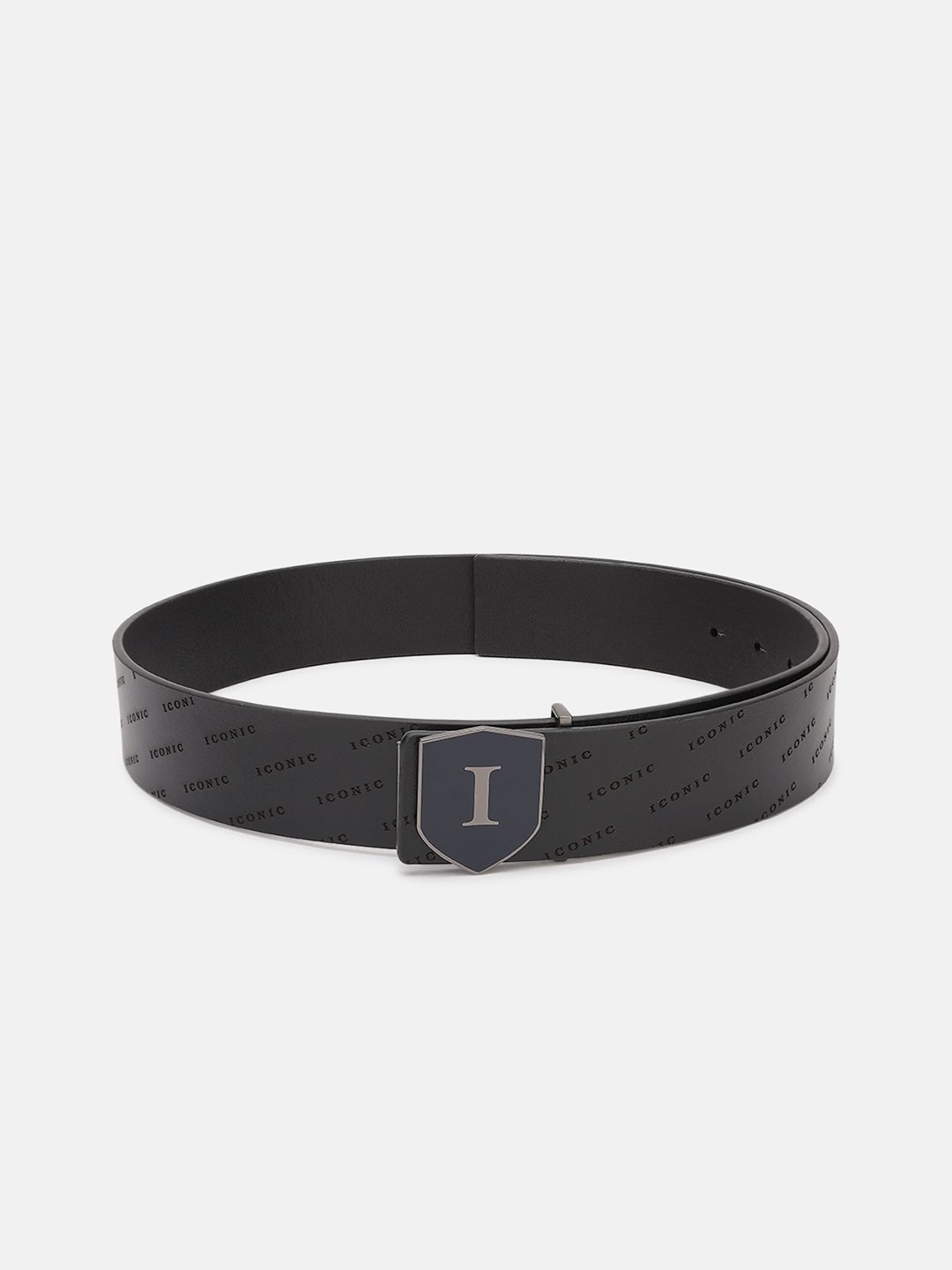 

Iconic Men Printed Leather Belt, Black