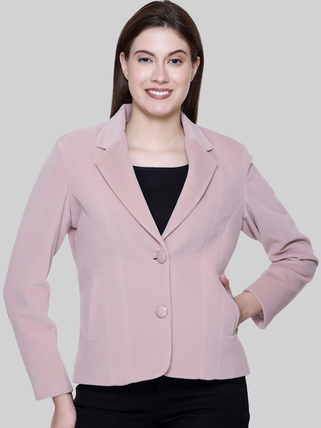

Pampara Single-Breasted Spread Collar Overcoat, Pink