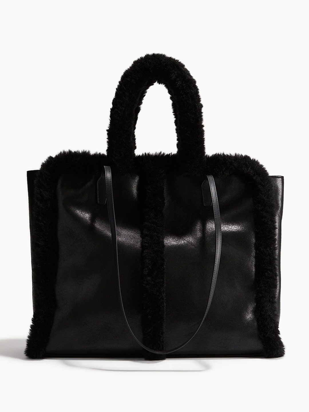 

H&M Fluffy-Trim Shopper, Black