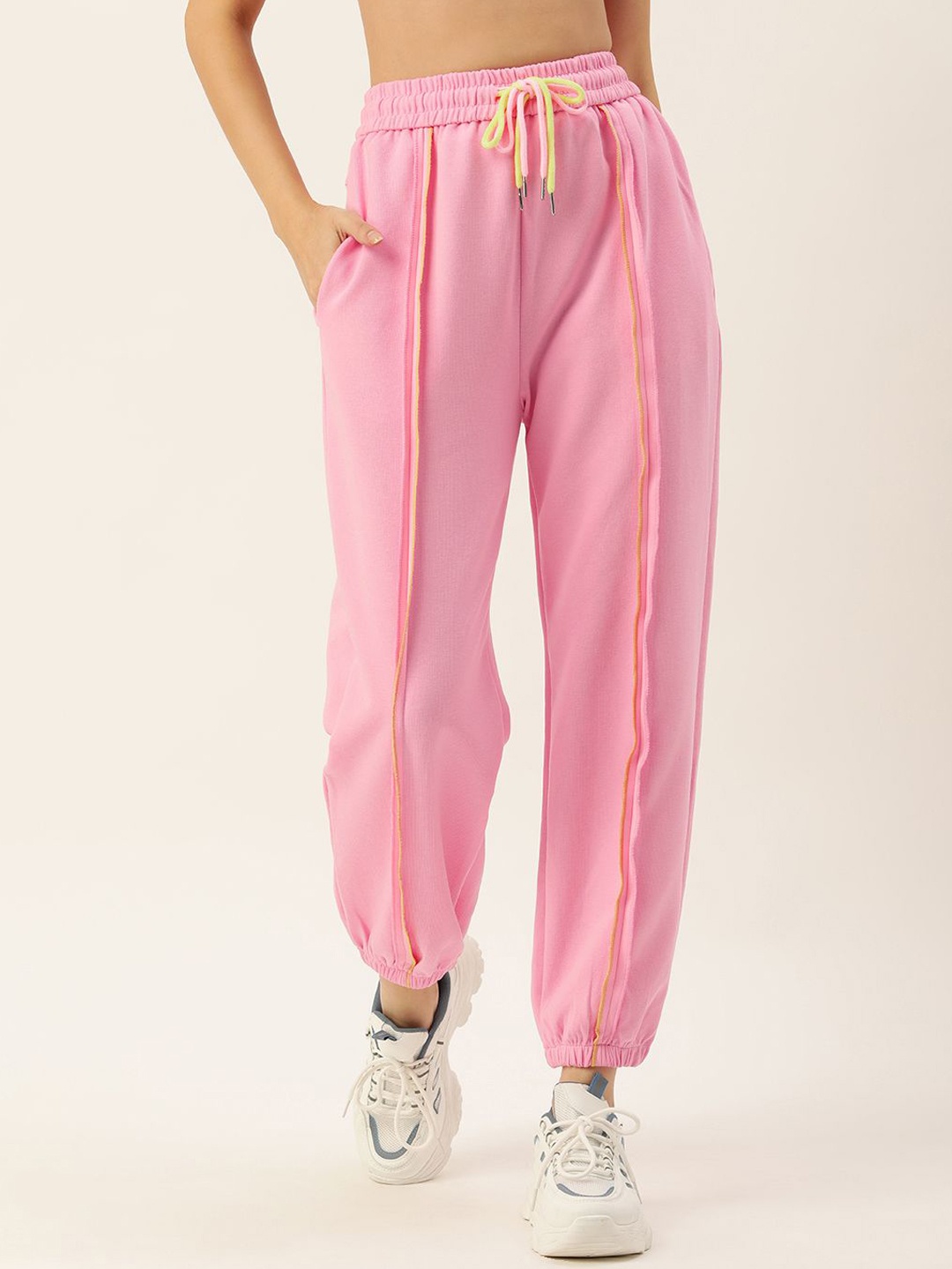 

SHECZZAR Women Mid-Rise Joggers, Pink