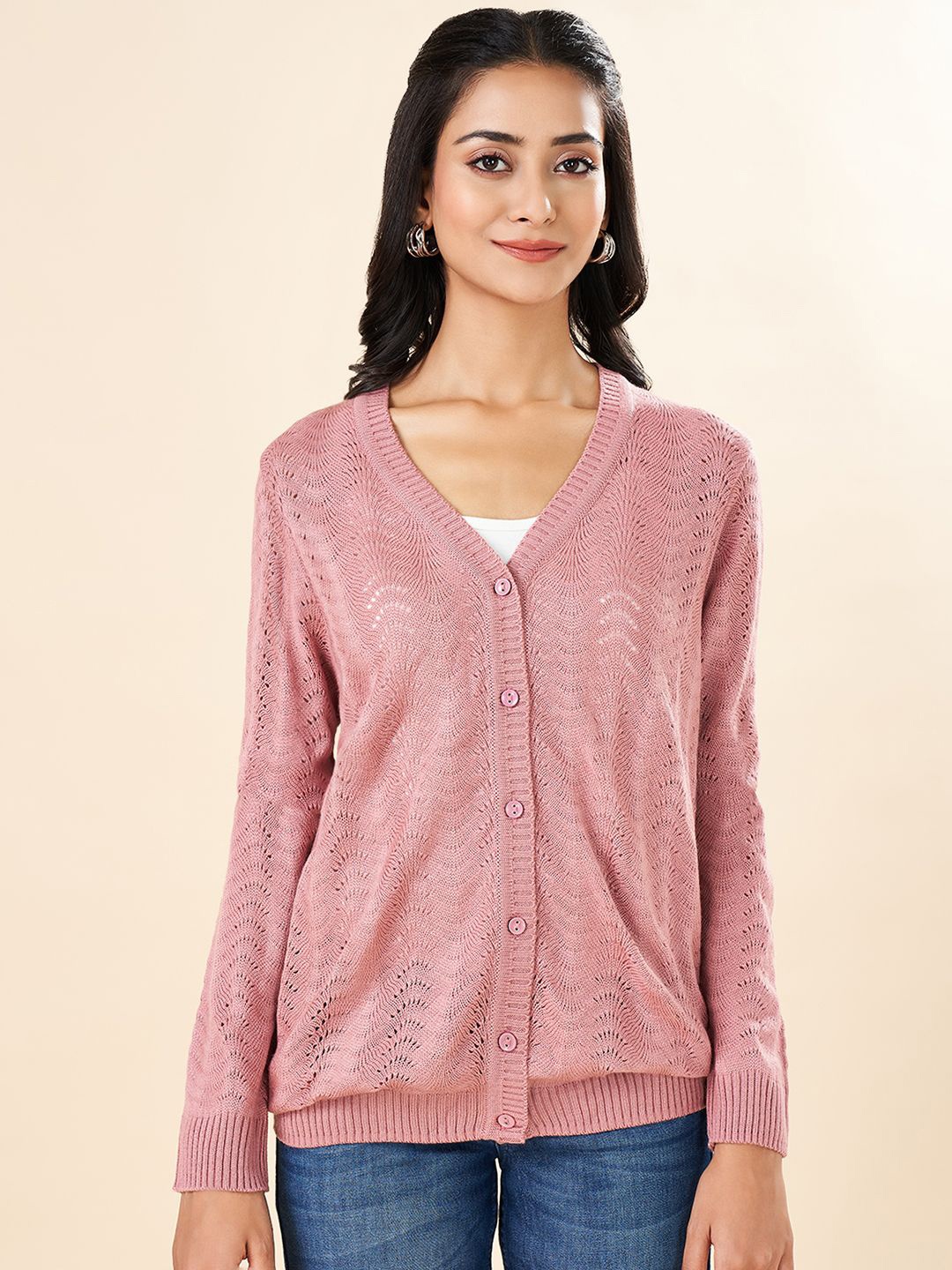 

RANGMANCH BY PANTALOONS Women Cardigan, Pink
