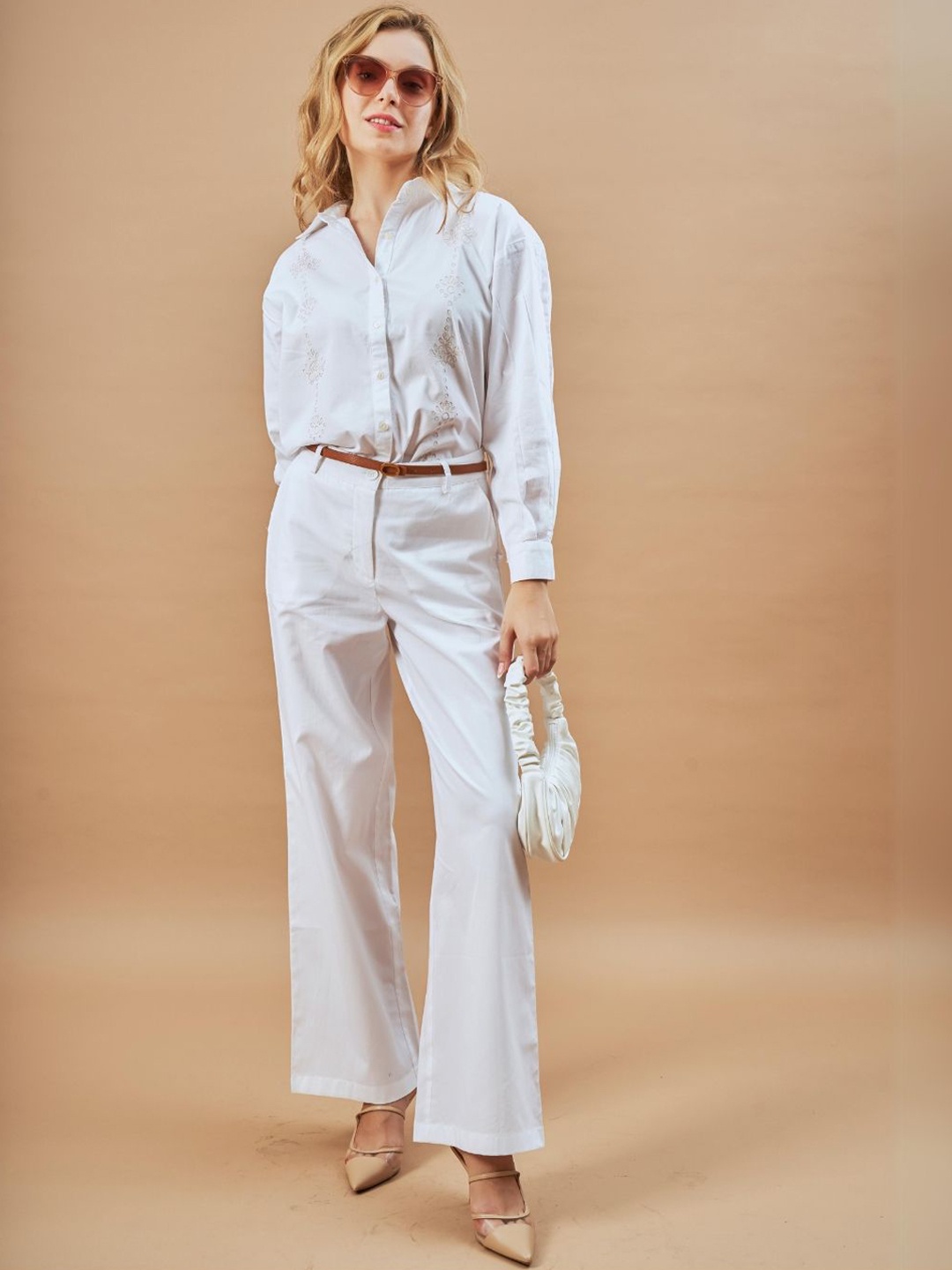 

Gazillion Embroidered Shirt With Trousers Co-Ords, White