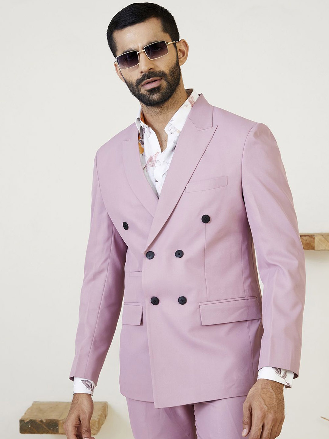 

MR BUTTON Tailored-Fit Double Breasted Blazer, Pink