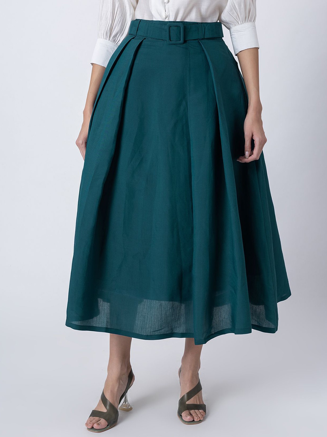 

Moomaya Pleated Flared Maxi Skirts, Teal