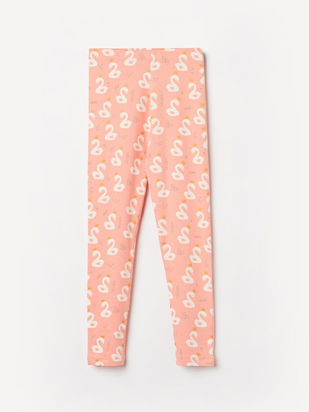 

Fame Forever by Lifestyle Girls Printed Pure Cotton Ankle-Length Leggings, Peach