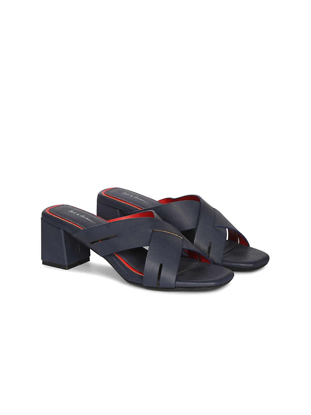 

Mast & Harbour Criss-Cross Detail Block Heel Sandals, Navy blue