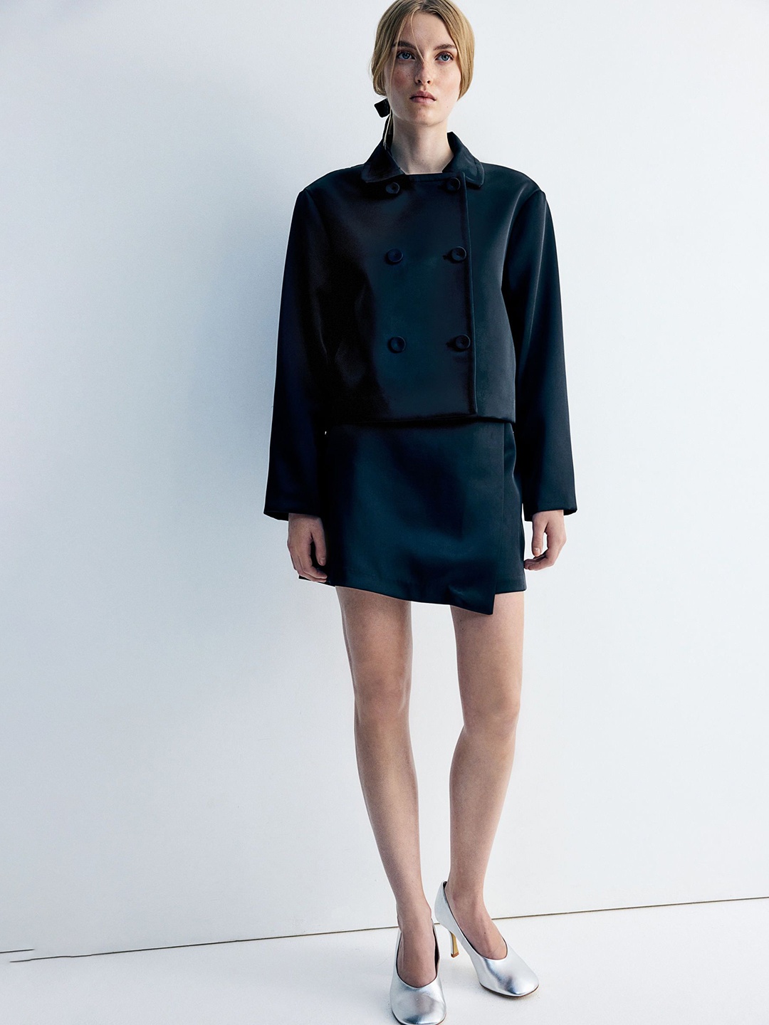 

H&M Double-Breasted Jacket, Black