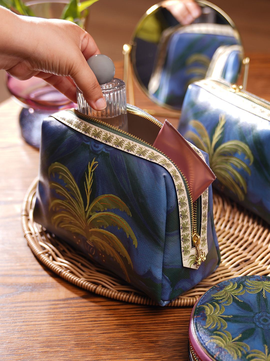 

Pure Home and Living Other Prints Vanity Bag Travel Accessory, Blue