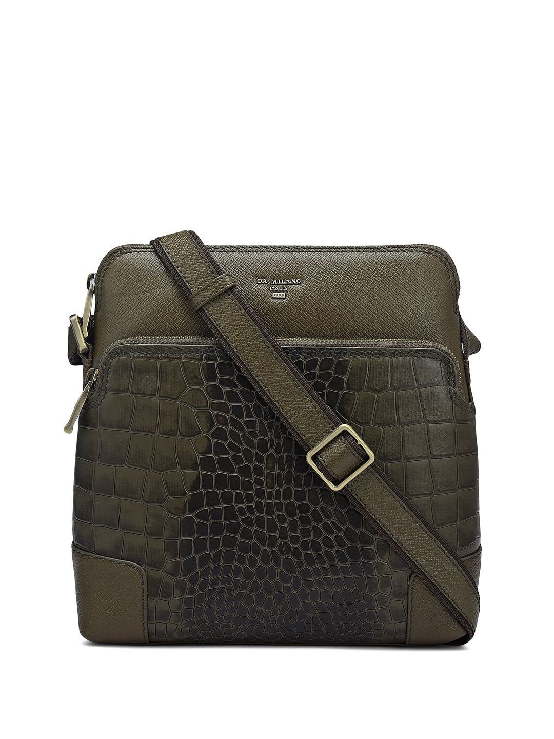

Da Milano Men Textured Messenger Bag, Green