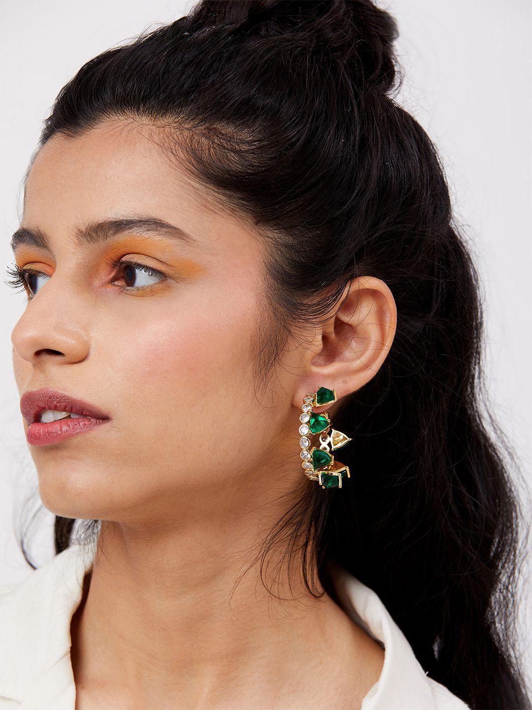 

Isharya Contemporary Hoop Earrings, Green