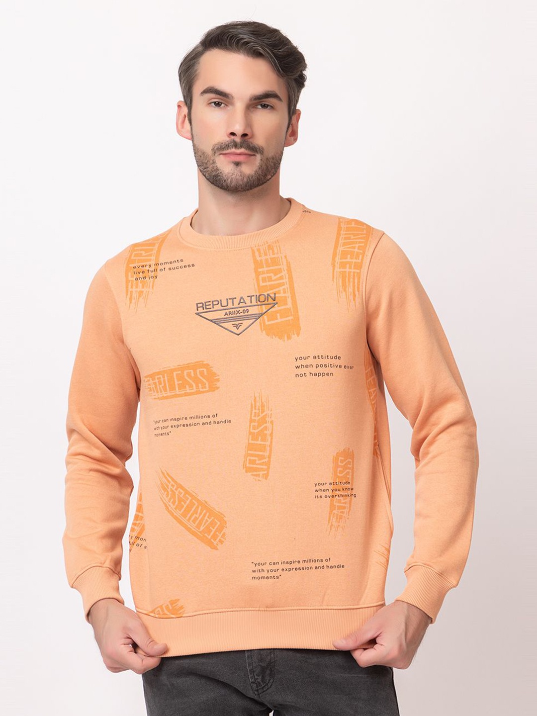 

ARIIX Men Printed Sweatshirt, Peach
