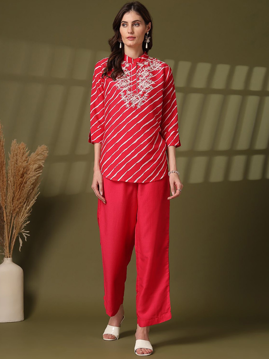 

plusS Printed Pure Cotton Top With Trousers Co-Ords, Pink