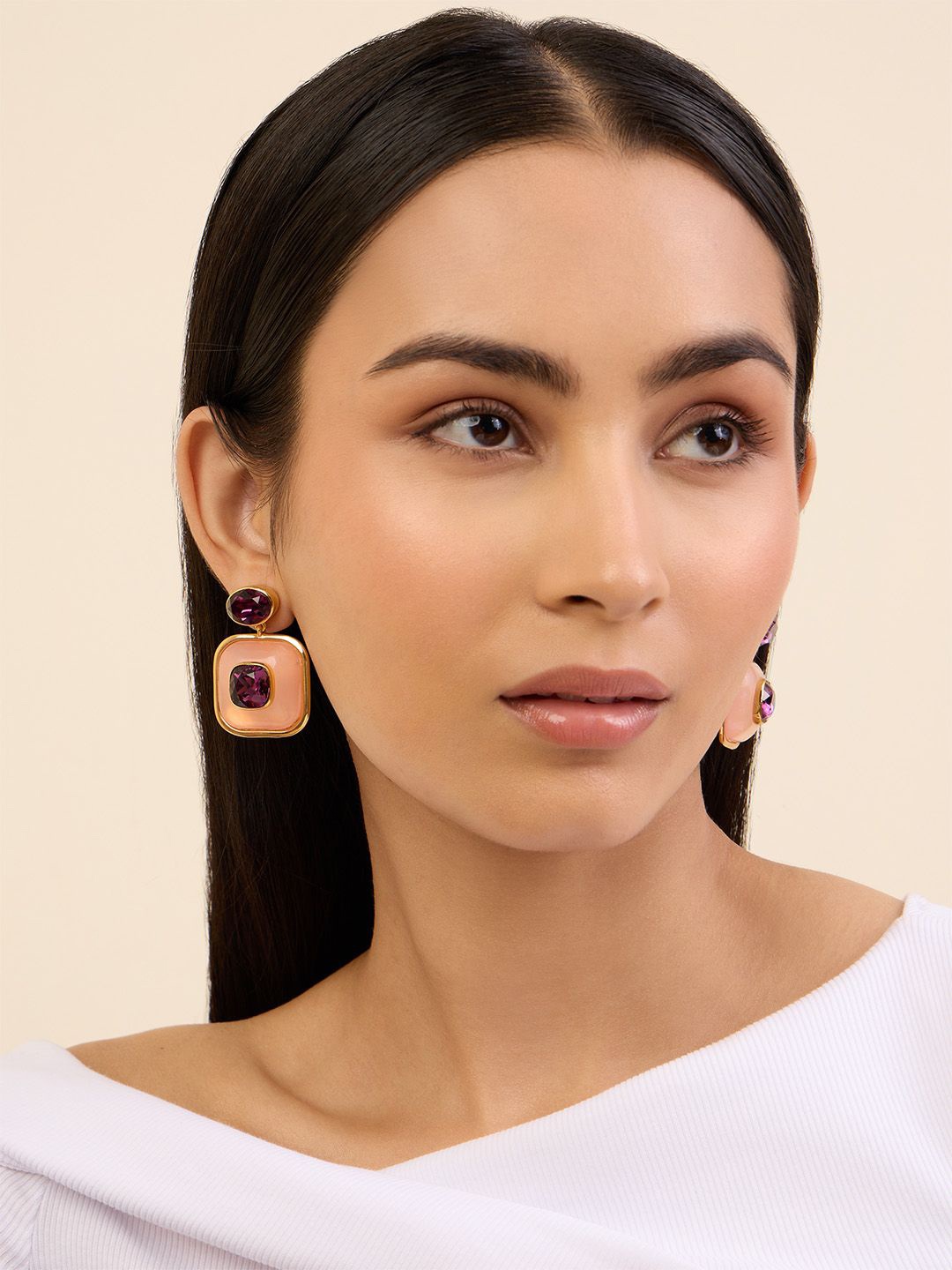 

Isharya Contemporary Studs Earrings, Pink