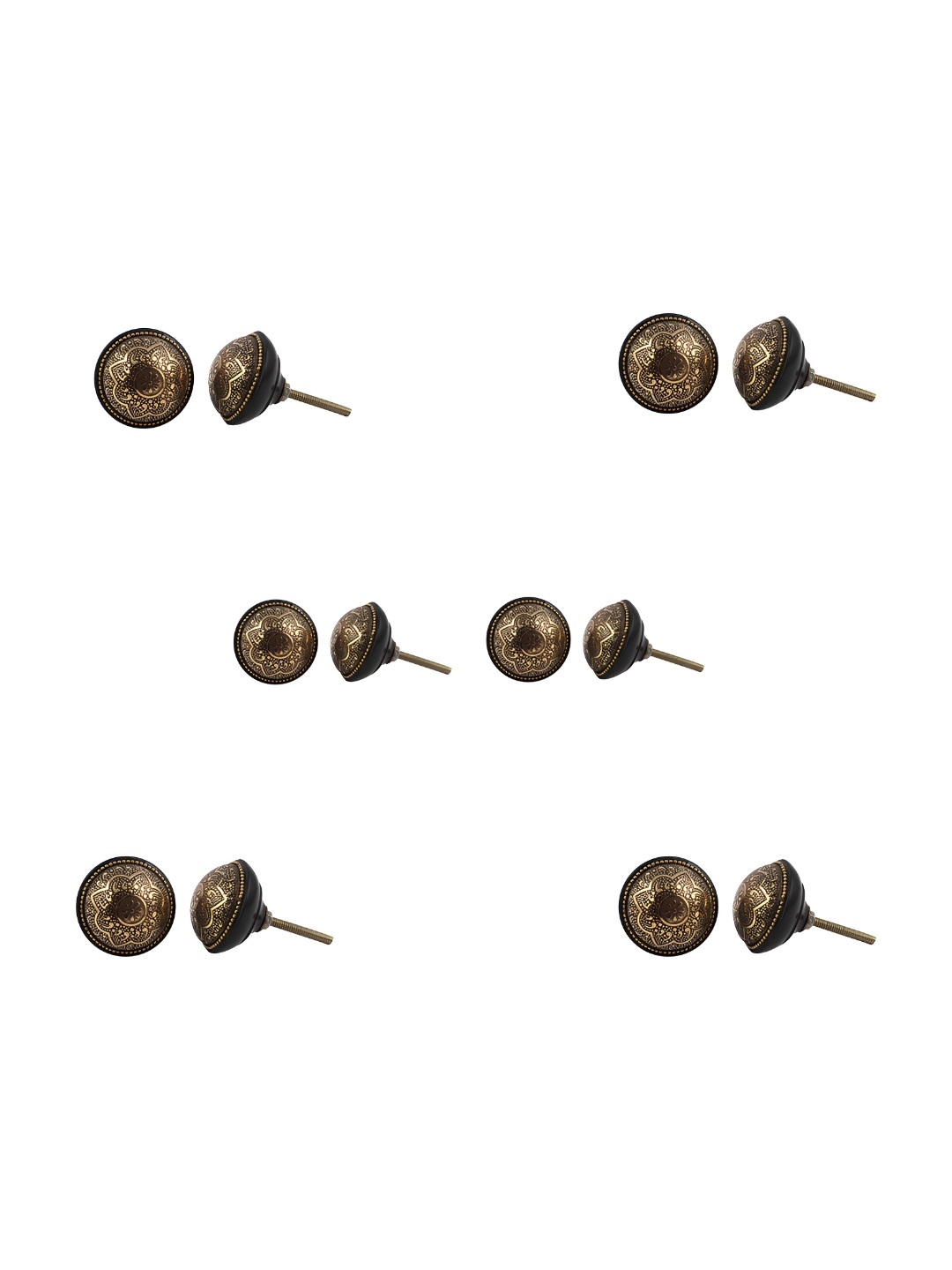 

Indianshelf 6Pcs Textured Resin Flower Knobs, Gold