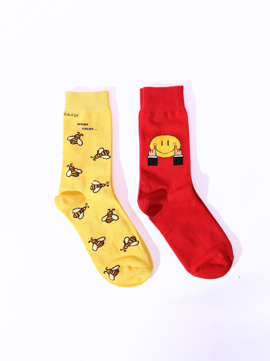

Thela Gaadi Unisex Pack Of 2 Patterned Calf-Length Socks, Red