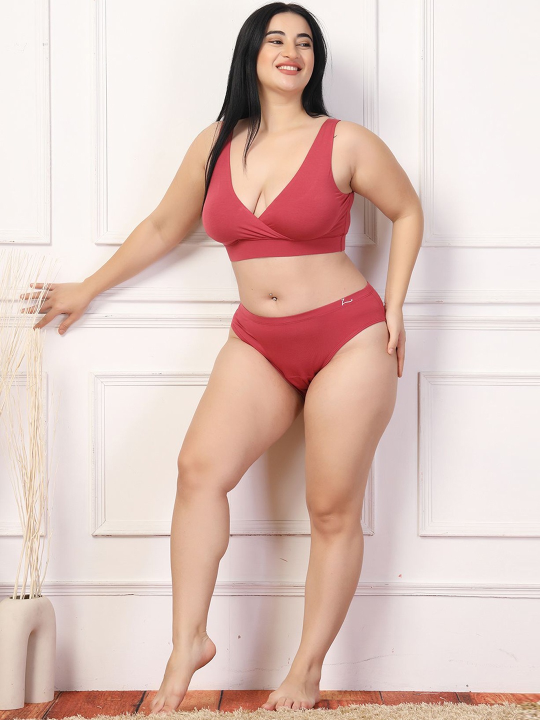 

House Of Zelena Maternity Feeding Lingerie Set, Red