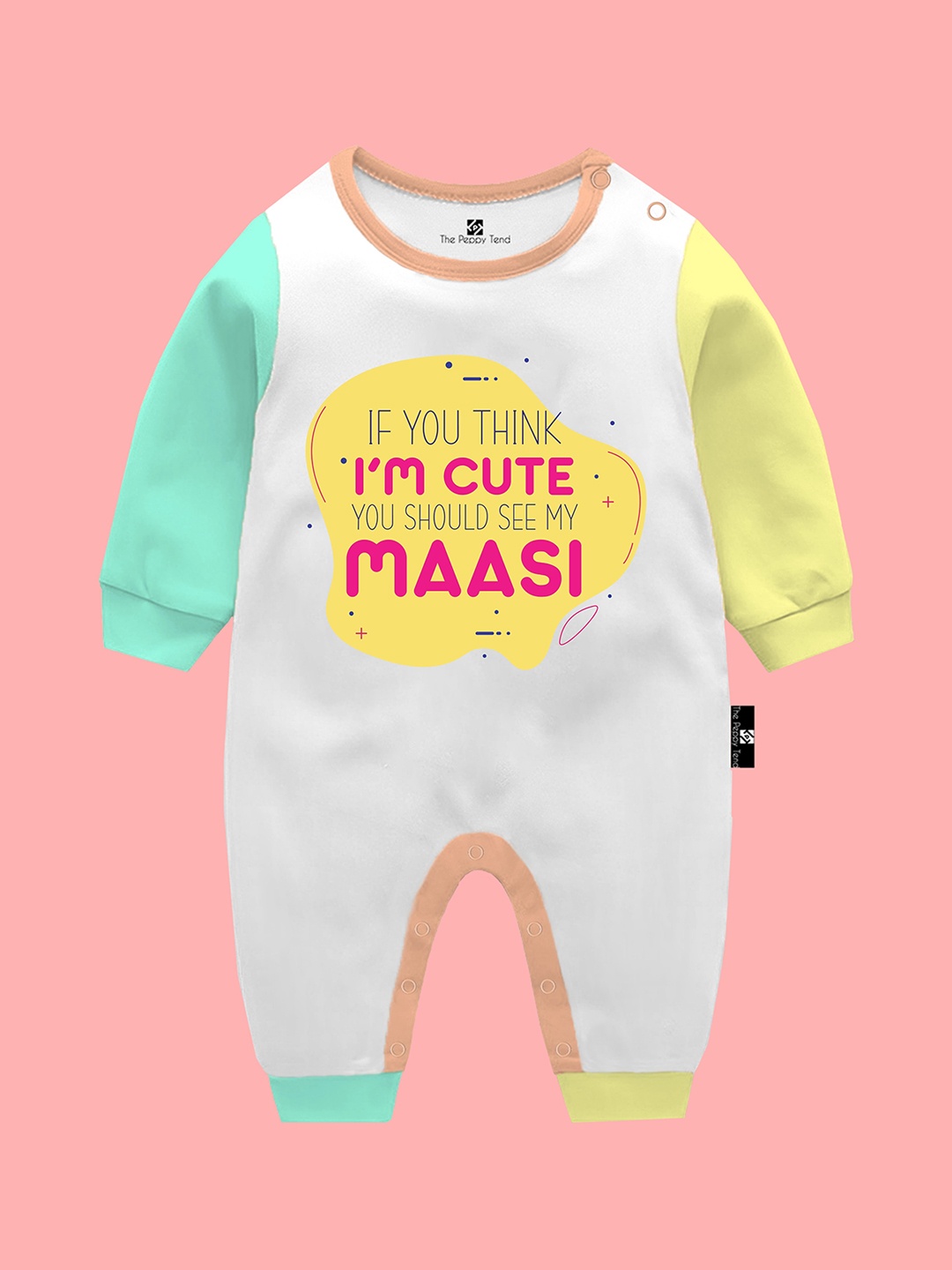 

The Peppy Tend Infants Printed Pure Cotton Rompers, White
