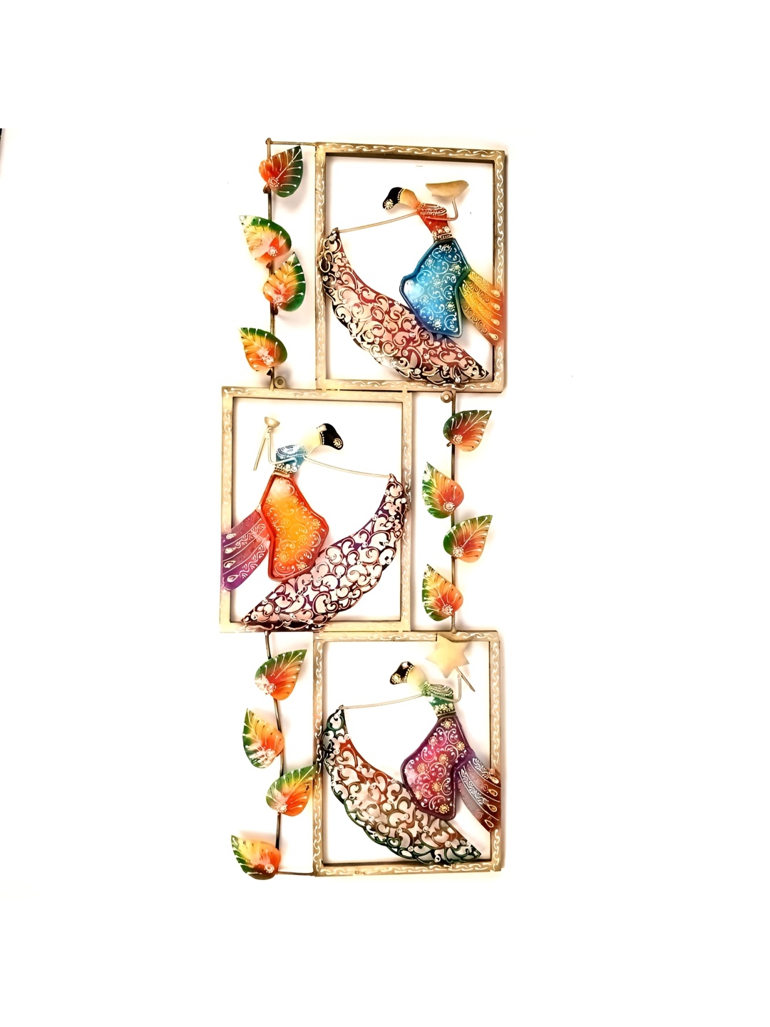 

apka mart Beige Dancing Angels Metal Wall Hanging