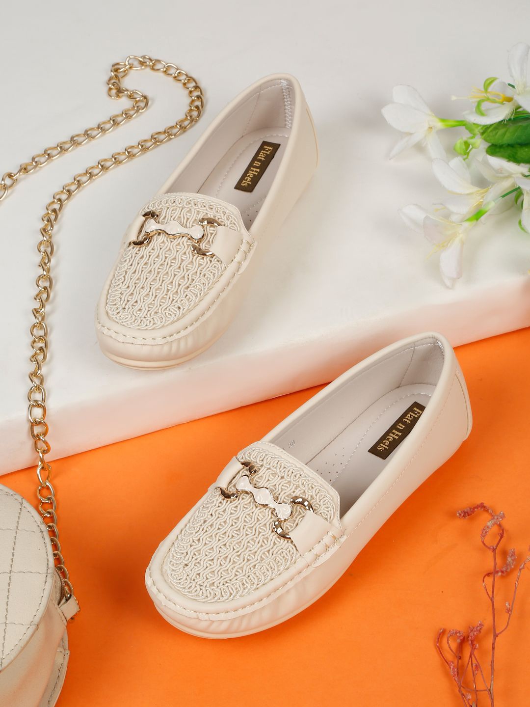 

Flat n Heels Women Round Toe Slip-On Loafers, Beige