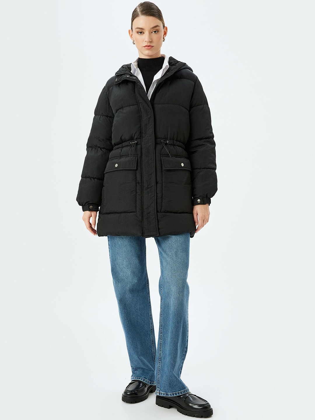 

Koton Women Hooded Overcoat, Black