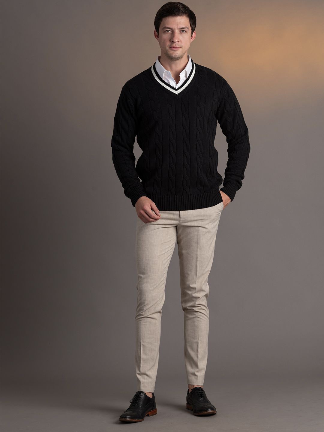 

ARISTOBRAT Men Cable Knit Pullover, Black