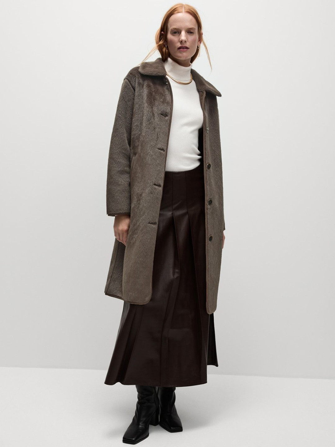 

Marks & Spencer Spread Collar Longline Over Coat, Brown