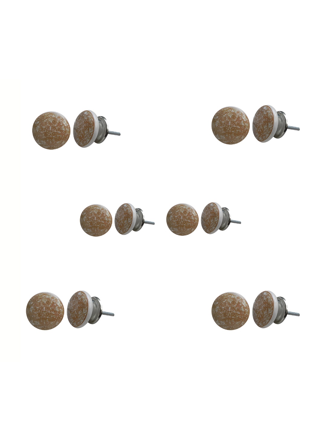 

Indianshelf 6-Pcs White & Brown Floral Printed Ceramic Knobs