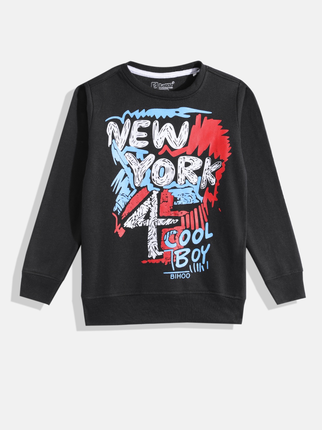 

Eteenz Boys Premium Cotton Typography Printed Sweatshirt, Black