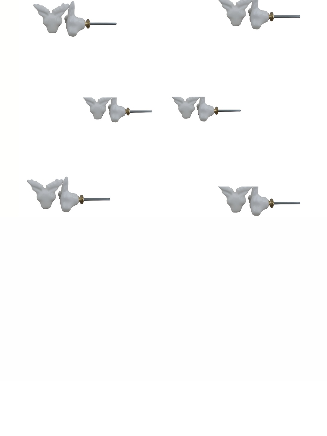 

Indianshelf 6Pcs White Textured Ceramic Deer Knobs