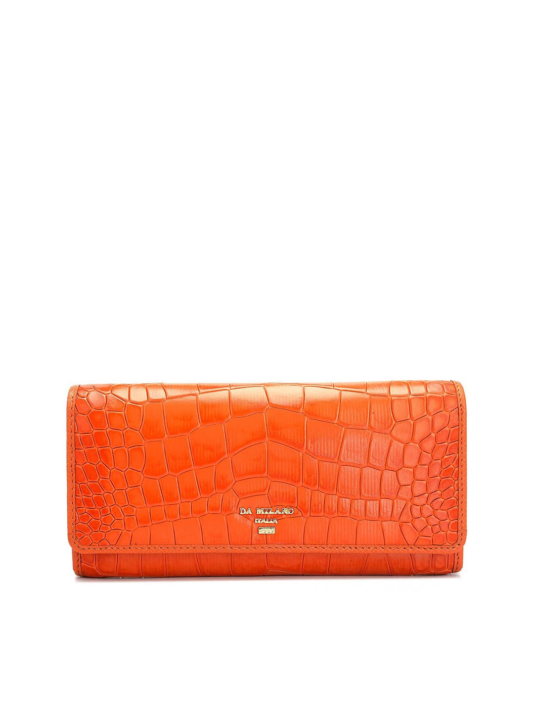 

Da Milano Women Textured Leather Envelope, Orange