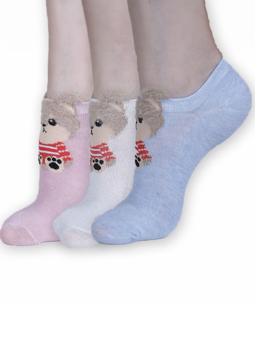 

Dollar Women Pack Of 3 Patterned Shoe Liners Socks, Blue