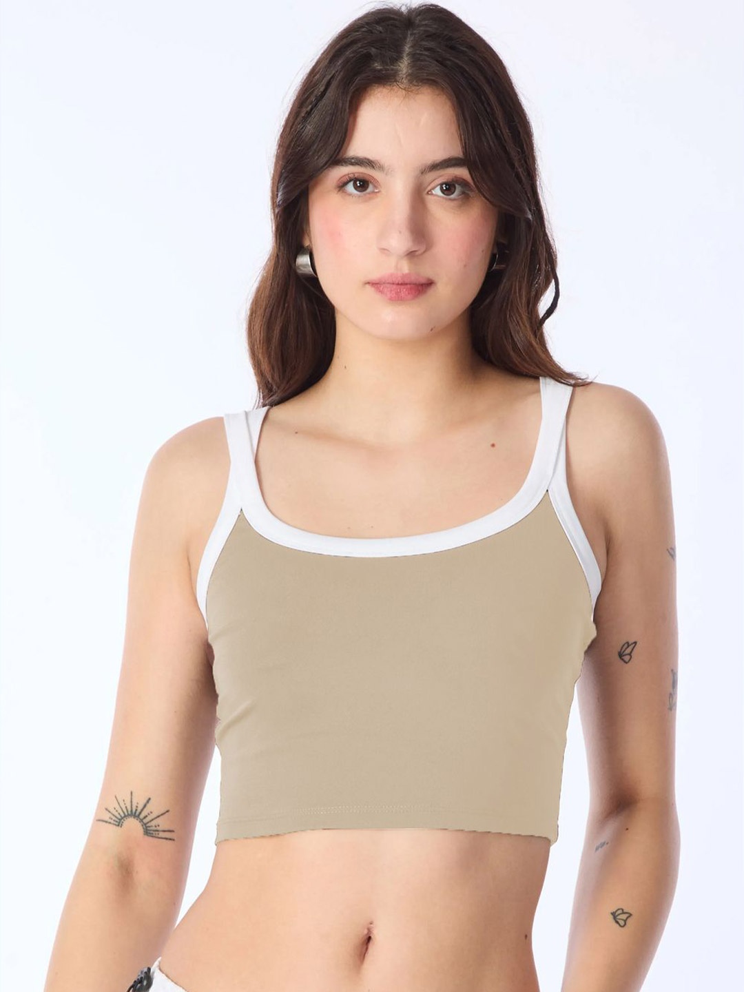 

Genzy Cotton Crepe Crop Top, Beige
