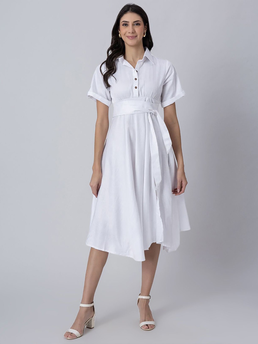 

Moomaya Fit & Flare Dress, White