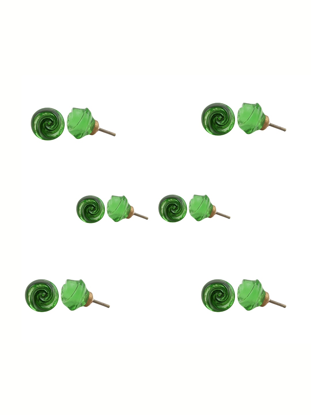 

Indianshelf 6-Pcs Green Textured Rose Glass Knobs